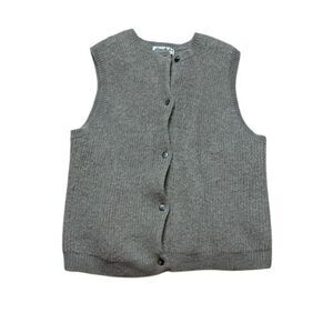 90s Vintage Eddie Bauer Wool Alpaca Ribbed Knit Round Neck Vest XL Tan